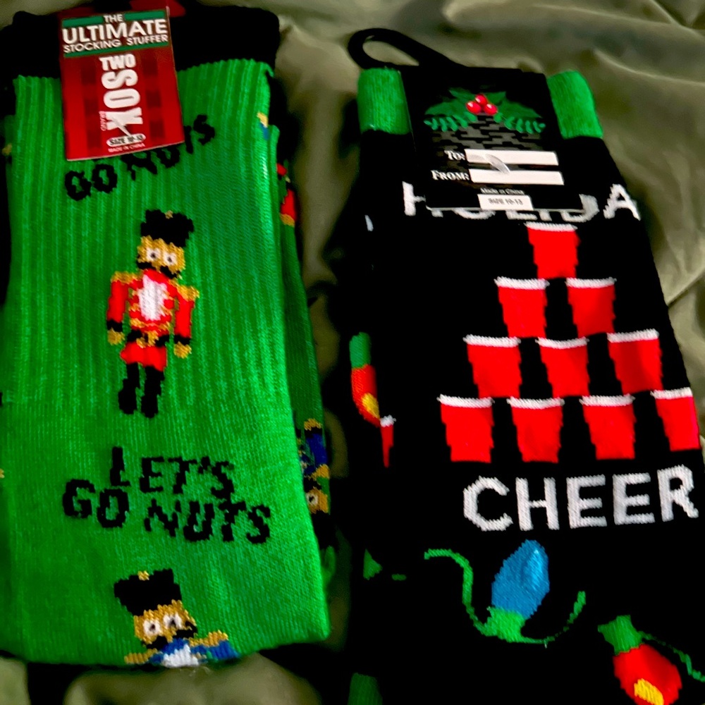 Funny Christmas Socks Men’s Lot Of 2 NEW